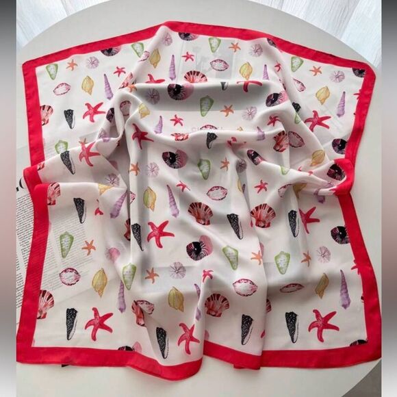 Colorful Seashell Print Scarf A1355 - Picture 2 of 4